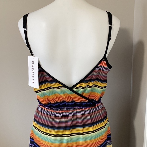 Athleta Havana Rainbow Multi-Stripe Midi Dress Sundress Size S NWT - Picture 9 of 12